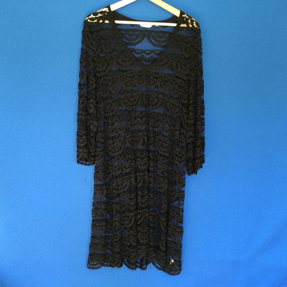 La Vie En Rose XXL 44" Bust Black Lace Coverup Dress Pool Cruise